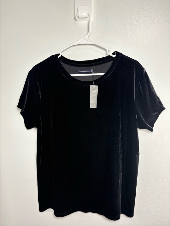 Abercrombie & Fitch Tops - Abercrombie & Fitch Black Velvet Crewneck Velvet Blue Tee
